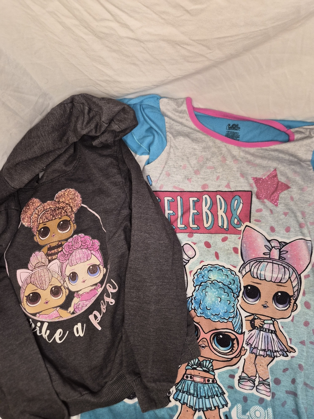 L.O.L. Surprise! Girls' Gray Character Hoodie And Sleeper Nightie Dress Set Of 2
